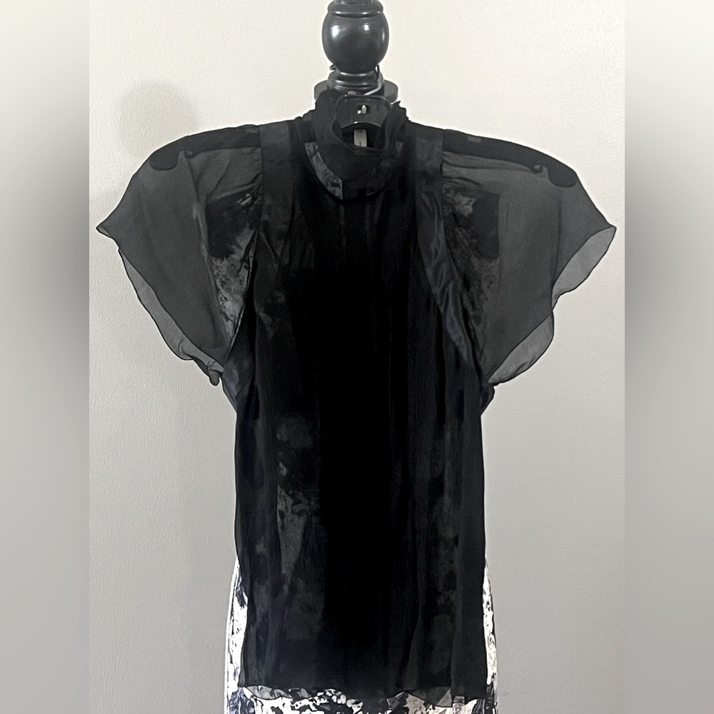 PRADA Black Sheer Silk Blouse Top